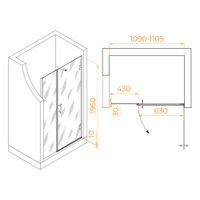 Душевая дверь 110*195 RGW HO-012-B Чёрный/Прозрачное/8 мм — фото 3, Диспенсеры бумажных полотенец