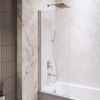 Шторка на ванну INRAIN MC-009 /  80х150 / Хром / Прозрачное / 6 мм — фото 1, Шторки для ванной распашные