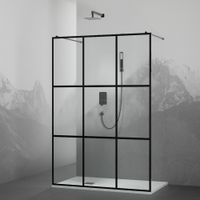 Душевая перегородка INRAIN MONT-018 / 130х200 / Чёрный / Прозрачное(Принт) / 8 мм — фото 1, Душевые перегородки