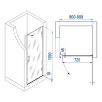 Душевая дверь INRAIN MIT-011 /  80х195 / Чёрный / Прозрачное / 8 мм — фото 1, Распашные душевые двери