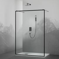 Душевая перегородка INRAIN MONT-017 / 100х200 / Чёрный / Прозрачное(Принт) / 8 мм — фото 1, Душевые перегородки