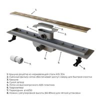 Душевой лоток прямой INRAIN HRL-10-60 600 Ø 40 мм хром — фото 3, Трапы для душа