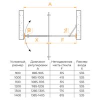 Душевая дверь 100*200 RGW HO-014-B Чёрный/Матовое/8 мм (EasyClean) — фото 3, Душевые двери в нишу