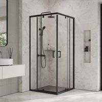 Душевой уголок INRAIN VIN-038 /  90-100х90-100х195 / квадрат / Чёрный / Прозрачное / 6 мм — фото 1, Квадратные душевые уголки