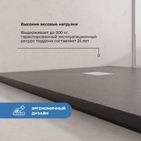 Душевой поддон IN-70160 графит Прямоугольный 70*160 — фото 4, Душевые поддоны из искусственного камня