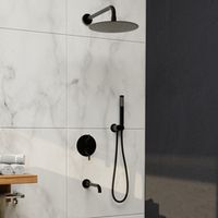 Комплект RGW SP-55-B Черный (Головной душ/смеситель/ручной душ/излив) — фото 1, Встраиваемые душевые комплекты