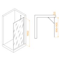 Душевая перегородка INRAIN MONT-110 /  90х195 / Хром / Прозрачное / 8 мм — фото 2, Душевые перегородки