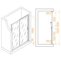 Душевая дверь 150*195 RGW PA-016 Хром/Прозрачное/6 мм — фото 3, Раздвижные душевые двери