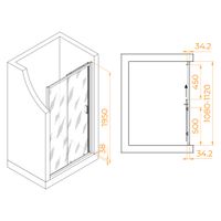 Душевая дверь 110*195 RGW PA-14 B Чёрный/Прозрачное/6 мм (EasyClean) — фото 3, Диспенсеры бумажных полотенец