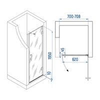 Душевая дверь INRAIN MIT-011 /  70х195 / Чёрный / Прозрачное / 8 мм — фото 1, Распашные душевые двери