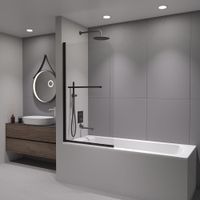 Шторка на ванну  80*140 RGW SC-114-B Чёрный/Прозрачное/6 мм (Easy) — фото 1, Шторки для ванной распашные