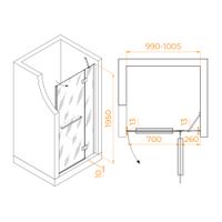 Товар: Душевая дверь INRAIN MIT-008 / 100х195 / Хром / Прозрачное / 8 мм - фото 5 Душевая дверь INRAIN MIT-008 / 100х195 / Хром / Прозрачное / 8 мм — фото 5, Распашные душевые двери