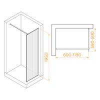 Душевая перегородка  60*195 RGW WA-08 Хром/Ребристое/8 мм (Easy) — фото 5, Душевые перегородки