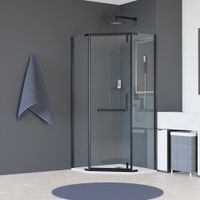 Душевой уголок  80*80*195 RGW HO-081-B Трапеция/Чёрный/Прозрачное/8 мм (2 уп.) — фото 1, Душевые уголки трапеция