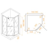 Товар: Душевой уголок 100*100*195 RGW HO-081 Трапеция/хром/Матовое/8 мм (2 уп.) - фото 7 Душевой уголок 100*100*195 RGW HO-081 Трапеция/хром/Матовое/8 мм (2 уп.) — фото 7, Душевые уголки трапеция