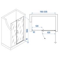 Товар: Душевая дверь INRAIN MIT-012 / 120х195 / Чёрный / Прозрачное / 8 мм - фото 2 Душевая дверь INRAIN MIT-012 / 120х195 / Чёрный / Прозрачное / 8 мм — фото 2, Распашные душевые двери