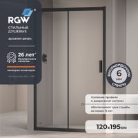 Душевая дверь 120*195 RGW PA-016 B Чёрный/Матовое/6 мм — фото 1, Раздвижные душевые двери
