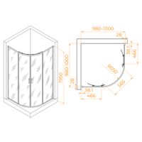 Душевой уголок 100*100*195 RGW PA-52 Полукруг/Хром/Прозрачное/6 мм (Easy) — фото 3, Душевые уголки четверть круга