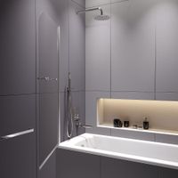 Шторка на ванну  80*140 RGW SC-114 Хром/Прозрачное/6 мм (Easy) — фото 3, Шторки для ванной распашные