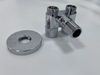 Товар: Угловой кран двойной INR05105 Хром (для холодной воды) - фото 3 Угловой кран двойной INR05105 Хром (для холодной воды) — фото 3, Гигиенические души