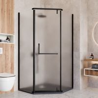 Душевой уголок INRAIN MIT-081 /  90х 90х195 / Трапеция / Чёрный / Матовое / 8 мм — фото 1, Душевые уголки трапеция