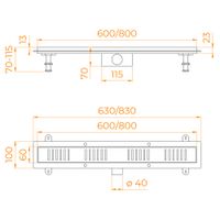 Душевой трап RGW SDR-34B-80 линейный 800 черный Ø 50 мм на ножках — фото 5, Трапы для душа