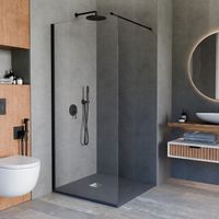 Душевая перегородка INRAIN MONT-010 /  90х195 / Чёрный / Прозрачное / 8 мм — фото 1, Диспенсеры бумажных полотенец