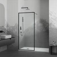 Душевая перегородка 110*200 RGW WA-012 B  Чёрный/Прозрачное(Принт)/8 мм — фото 1, Душевые перегородки