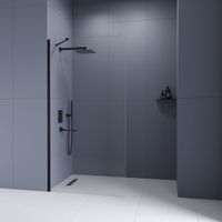 Душевая перегородка INRAIN MONT-110 / 100х195 / Чёрный / Прозрачное / 8 мм — фото 4, Душевые перегородки