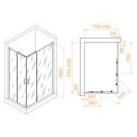 Душевой уголок  80*120*195 RGW PA-246 Прямоуг./Хром/Прозрачное/6 мм (Easy) — фото 3, Прямоугольные душевые уголки