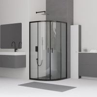 Душевой уголок 100*100*185 RGW CL-54-B Полукруг/Чёрный/Прозрачное/5 мм — фото 2, Полукруглые душевые уголки