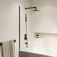 Шторка на ванну INRAIN MC-056-8 /  50х150 / Чёрный / Прозрачное / 8 мм — фото 1, Неподвижные шторки для ванной