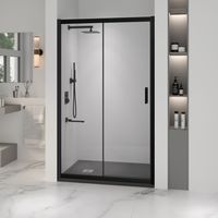 Душевая дверь INRAIN VIN-016 / 120х195 / Чёрный / Прозрачное / 6 мм — фото 1, Раздвижные душевые двери