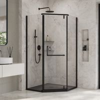 Душевой уголок INRAIN MIT-081 /  90х 90х195 / Трапеция / Чёрный / Прозрачное / 8 мм — фото 1, Душевые уголки трапеция