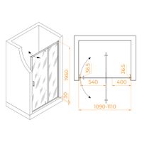 Душевая дверь 110*195 RGW LE-103 Хром/Прозрачное/6 мм — фото 3, Душевые двери в нишу