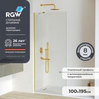 Душевая перегородка 100*195 RGW WA-110-Gb Золото браш/Прозрачное/8 мм — фото 1, Душевые перегородки