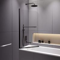 Шторка на ванну  80*140 RGW SC-114-B Чёрный/Прозрачное/6 мм (Easy) — фото 4, Шторки для ванной распашные