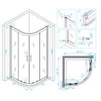 Душевой уголок  80*80*195 RGW HO-51 Полукруг/Хром/Прозрачное/8 мм (Easy) — фото 3, Полукруглые душевые уголки