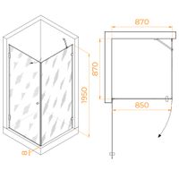 Душевой уголок  90* 90*195 RGW HO-034 Квадрат/Хром/Прозрачное/8 мм (Easy) — фото 2, Квадратные душевые уголки
