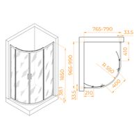 Душевой уголок  80*100*185 RGW PA-61 Асимметрия/Хром/Прозрачное/6 мм (Easy) арт-41086180-11 — фото 3, Асимметричные душевые уголки