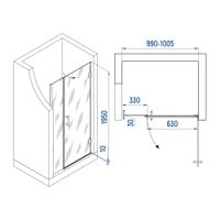 Душевая дверь INRAIN MIT-012 / 100х195 / Чёрный / Прозрачное / 8 мм — фото 1, Распашные душевые двери