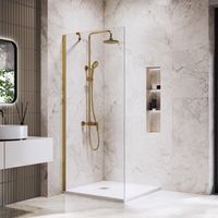 Душевая перегородка INRAIN MONT-110 /  80х195 / Золото браш / Прозрачное / 8 мм — фото 1, Душевые перегородки