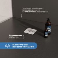 Душевой поддон IN-100100 графит квадрат 100*100 — фото 2, Душевые поддоны из искусственного камня