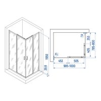 Товар: Душевой уголок INRAIN VIN-040 / 80х100х195 / Прямоуг. / Хром / Прозрачное / 6 мм - фото 4 Душевой уголок INRAIN VIN-040 / 80х100х195 / Прямоуг. / Хром / Прозрачное / 6 мм — фото 4, Прямоугольные душевые уголки