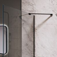 Душевая перегородка INRAIN MONT-110 / 100х195 / Чёрный / Прозрачное / 8 мм — фото 3, Душевые перегородки