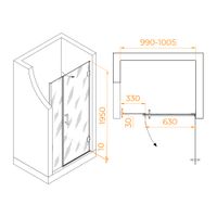 Душевая дверь 100*195 RGW HO-012-B Чёрный/Прозрачное/8 мм — фото 2, Диспенсеры бумажных полотенец