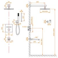 Комплект RGW SP-371-B Черный (Головной душ/смеситель/ручной душ/излив) — фото 6, Душевые системы