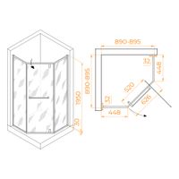 Товар: Душевой уголок 90*90*195 RGW HO-084-Gb Трапеция/Золото браш/Прозрачное/8 мм (2 уп.) - фото 2 Душевой уголок 90*90*195 RGW HO-084-Gb Трапеция/Золото браш/Прозрачное/8 мм (2 уп.) — фото 2, Диспенсеры бумажных полотенец