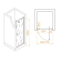Душевая дверь  70*195 RGW LE-102-B Чёрный/Прозрачное/6 мм — фото 3, Распашные душевые двери
