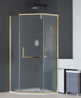 Душевой уголок INRAIN MIT-084 / 100х100х195 / Трапеция / Золото браш / Матовое / 8 мм — фото 1, Душевые уголки трапеция
